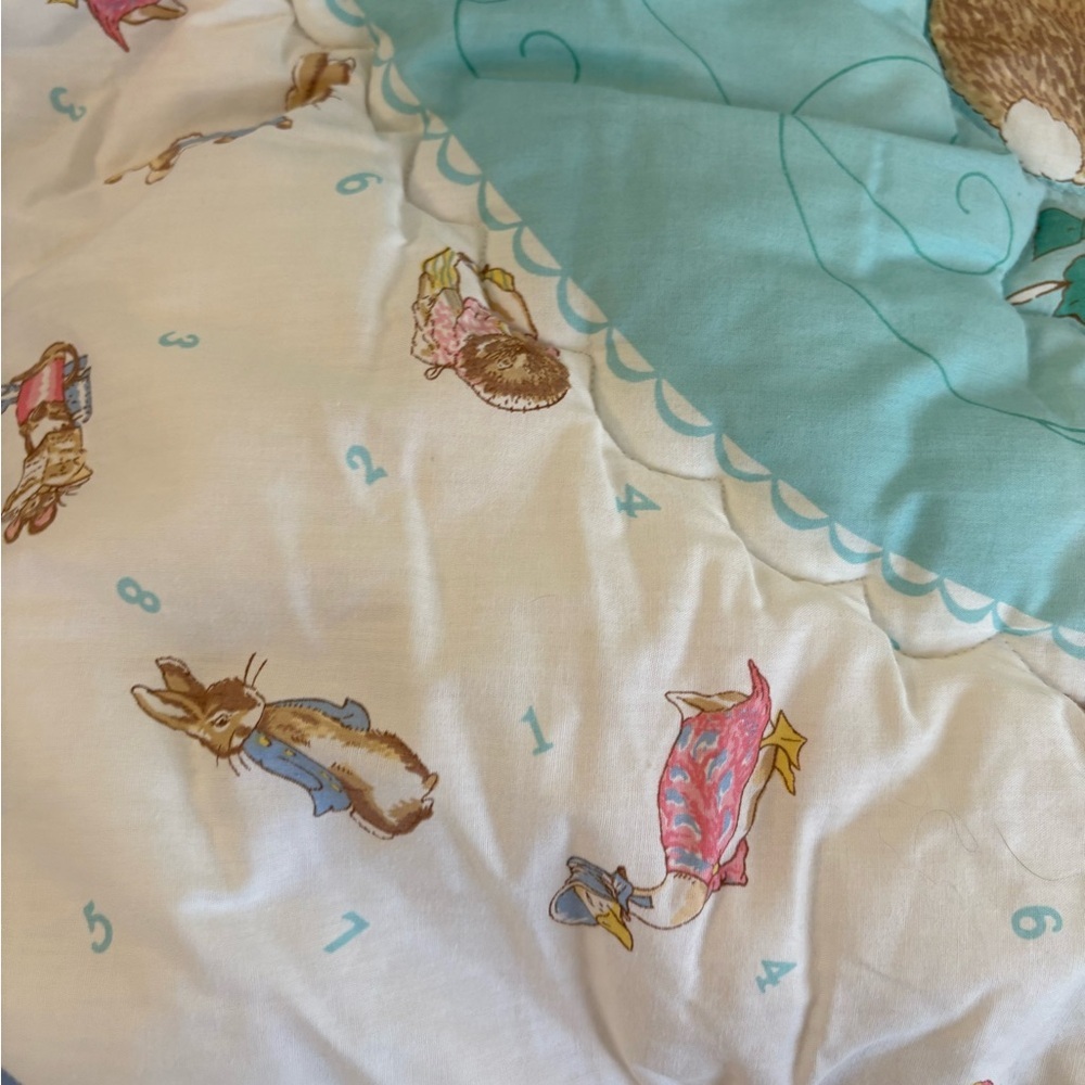 Vintage Beatrix Potter Quiltex Baby Quilt, crib sheet, crib ruffle rare 90’s Y2K - Picture 6 of 16